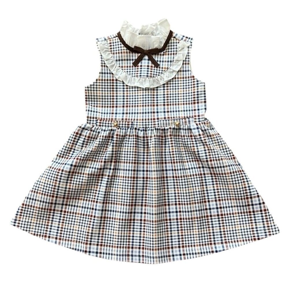 Janie and Jack Plaid Ribbon Collar Ponte Dress Size 3